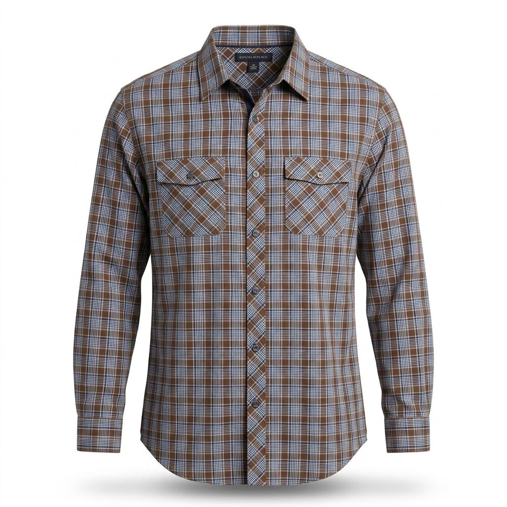 Banana Republic Blue Lightweight  Plaid Button-Up Shirt Men Size XL